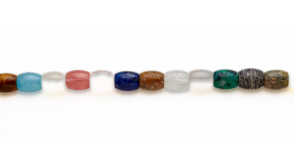 15-16 inch 11X8mm Multi Stone Barrel Plain Beads