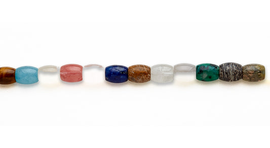 15-16 inch 11X8mm Multi Stone Barrel Plain Beads