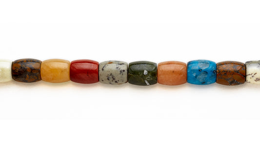 15-16 inch 12X14mm Multi Stone Barrel Plain Beads