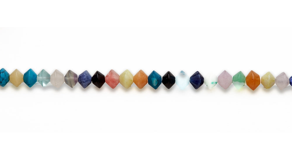 15-16 inch 6X8mm Multi Stone Double Cone Plain Beads