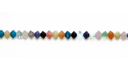 15-16 inch 6X8mm Multi Stone Double Cone Plain Beads