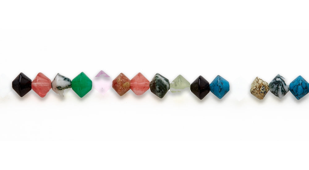15-16 inch 8X10mm Multi Stone Double Cone Plain Beads