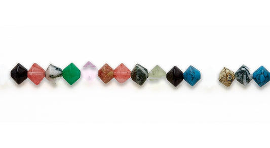 15-16 inch 8X10mm Multi Stone Double Cone Plain Beads