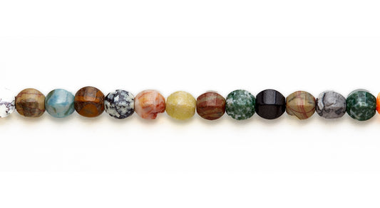 15-16 inch 10mm Multi Stone Pumpkin Faceted Beads