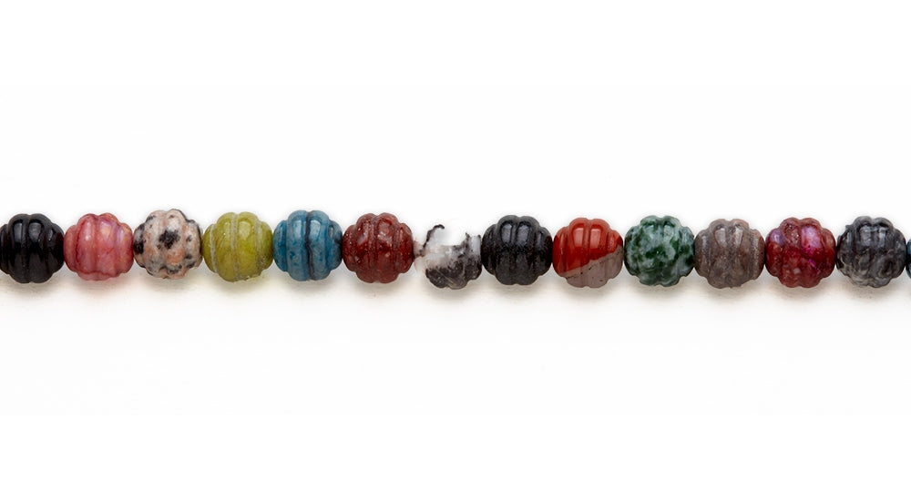 15-16 inch 10mm Multi Stone Round Carved Beads