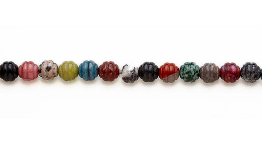 15-16 inch 10mm Multi Stone Round Carved Beads