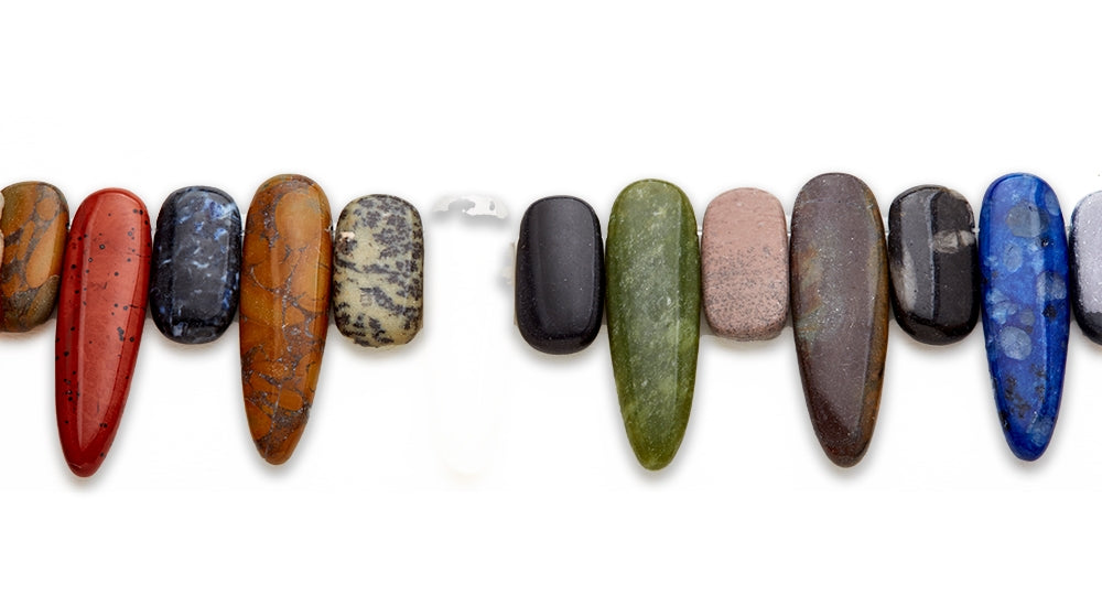 15-16 inch 20X12-12X40mm Multi Stone Dog Teeth Plain Beads