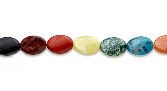 15-16 inch 18X25mm Multi Stone Twist Oval Plain Beads
