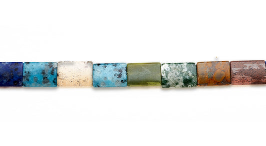 15-16 inch 15X20mm Multi Stone Rectangle Plain Beads
