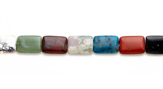 15-16 inch 18X25mm Multi Stone Rectangle Plain Beads