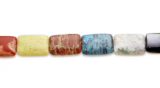 15-16 inch 20X30mm Multi Stone Rectangle Plain Beads