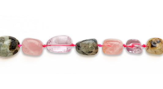 15-16 inch 15X20mm Amy, R Qtz, Prehnite Nugget Plain Beads