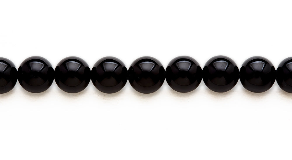 15-16 inch 16mm Black Agate Round Plain Beads
