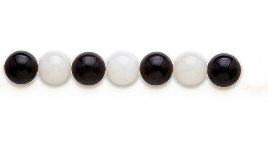 15-16 inch 16mm Blk Jasper/Snow Qtz Round Plain Beads