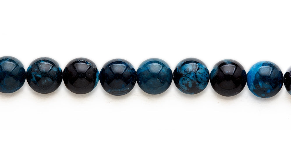15-16 inch 16mm Dyed Blue Bull Eye Jasper Round Plain Beads