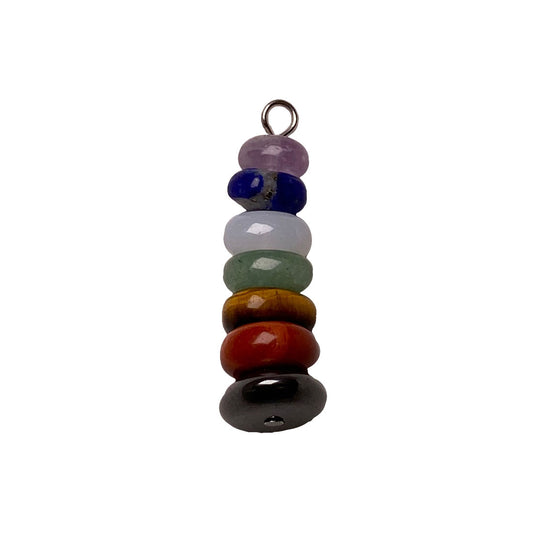 Seven stones of the chakras, stacked nugget pendant