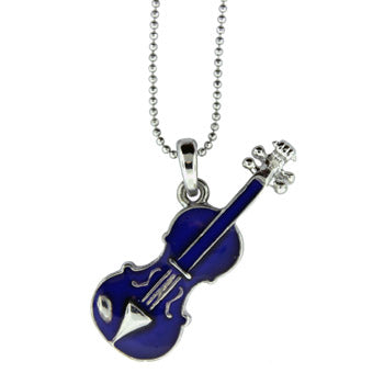 Zinc Alloy Rhodium Plated Violin Necklace