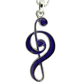 Zinc Alloy Rhodium Plated Musical Note Necklace