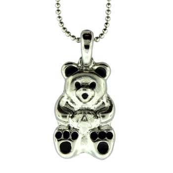 Zinc Alloy Silver Plated Bear Necklace