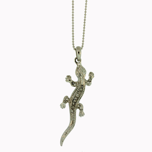 20X50 mm Zinc Alloy Silver Plated Lizzard Necklace
