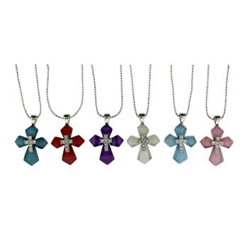 Zinc Alloy Silver Plated Cross Necklace