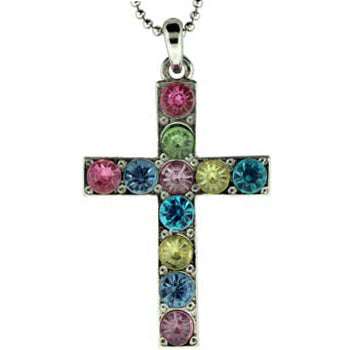 Zinc Alloy Rhodium Plated Cross Necklace