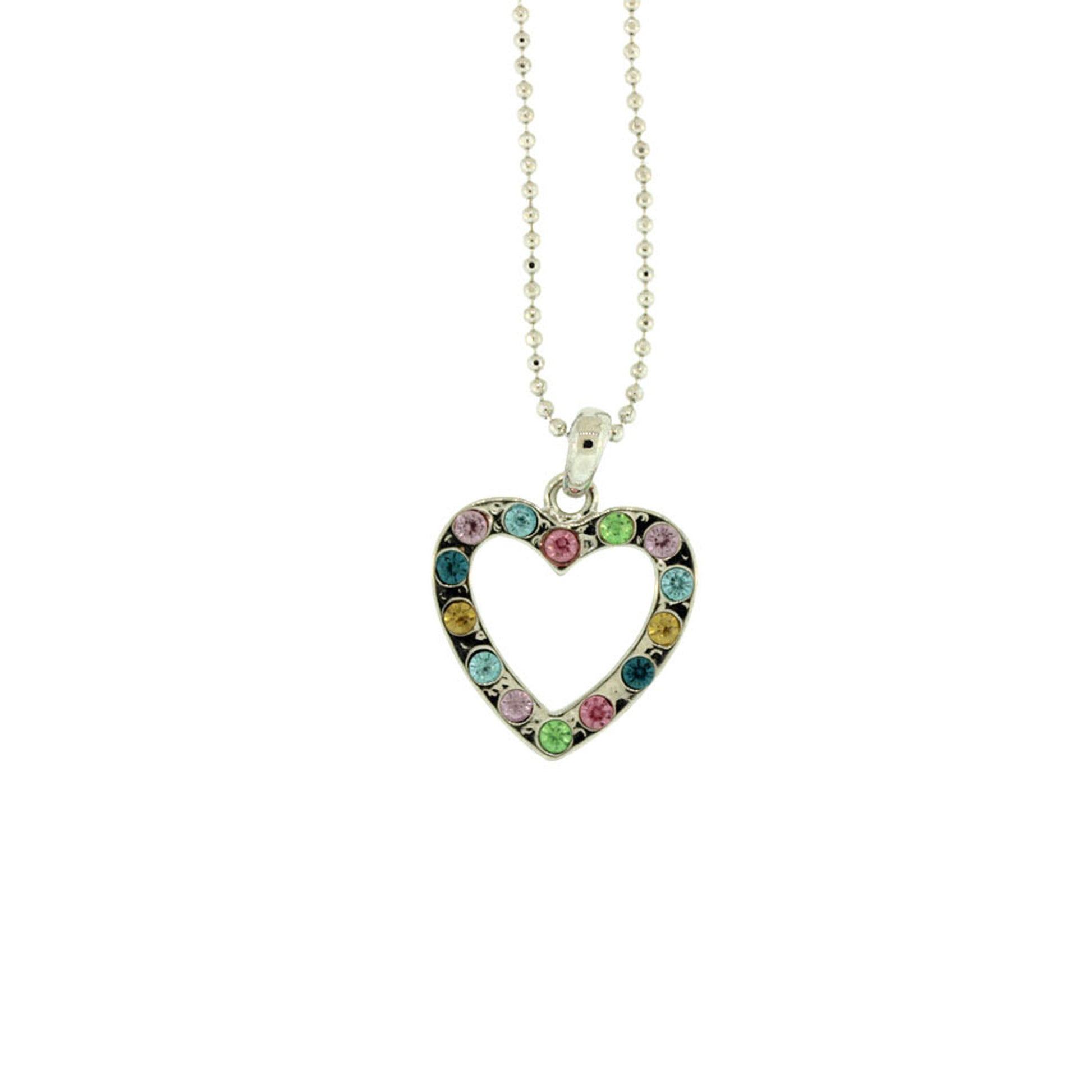 28 mm Zinc Alloy Rhodium Plated Heart Necklace