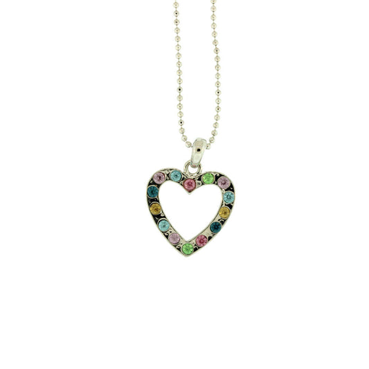 28 mm Zinc Alloy Rhodium Plated Heart Necklace