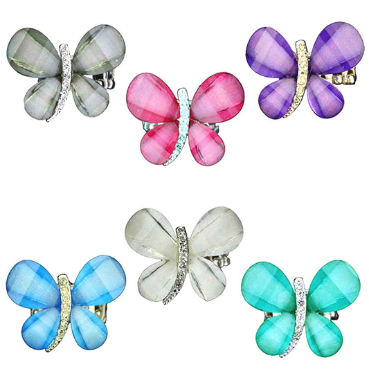Zinc Alloy Rhodium Plated Butterfly Rings
