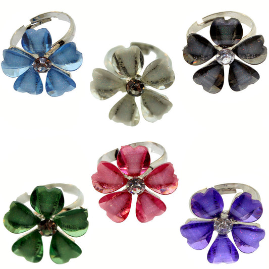 Zinc Alloy Silver Plated Flower Rings