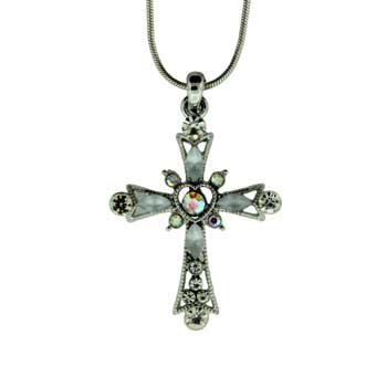 Zinc Alloy Silver Plated Cross Necklace