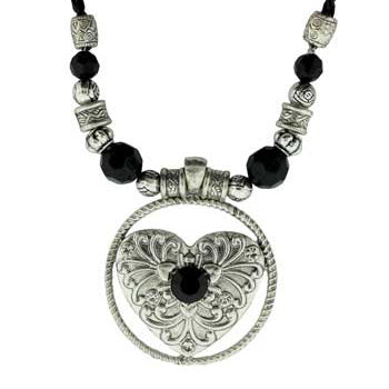 Zinc Alloy Rhodium Plated Heart Necklace
