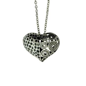 Zinc Alloy Silver Plated Heart Necklace