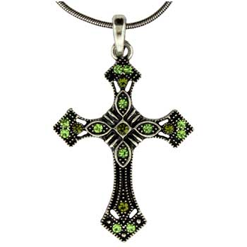 Zinc Alloy Burnished Silver Finish Cross Necklace