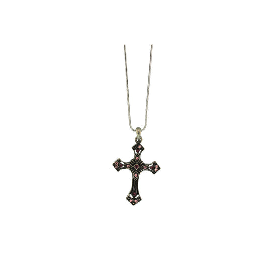 Zinc Alloy Oxidized Metal Finish Cross Necklace