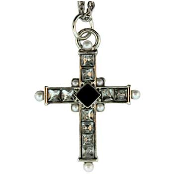 Zinc Alloy Rhodium Plated Cross Necklace
