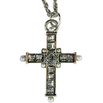 Zinc Alloy Silver Plated Cross Necklace