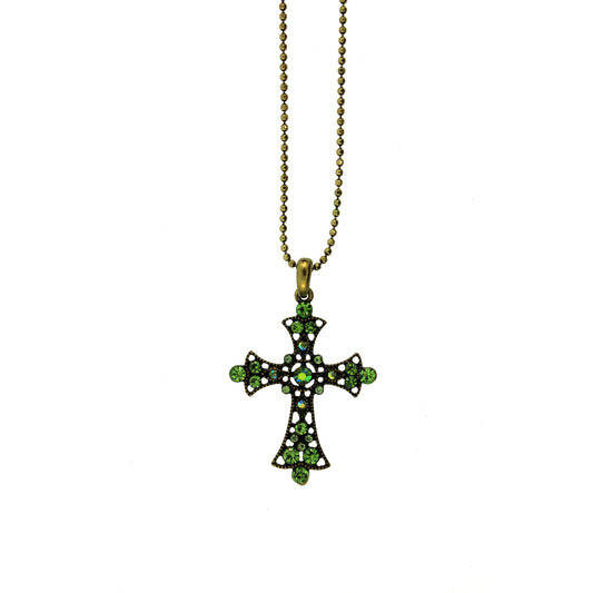 18 inch Zinc Alloy Gold Burnished Cross Necklace
