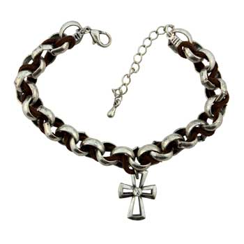 Zinc Alloy Silver Plated Cross Bracelets