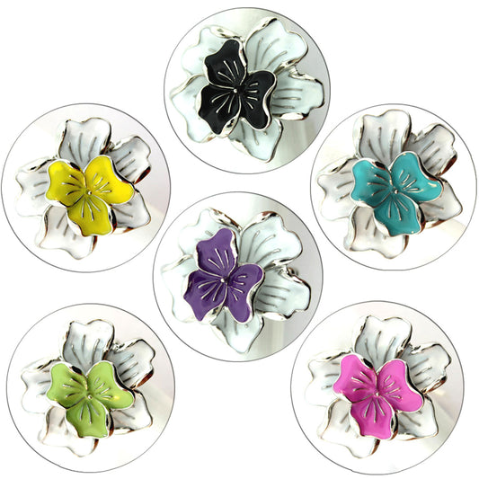 Zinc Alloy Rhodium Plated Flower Rings