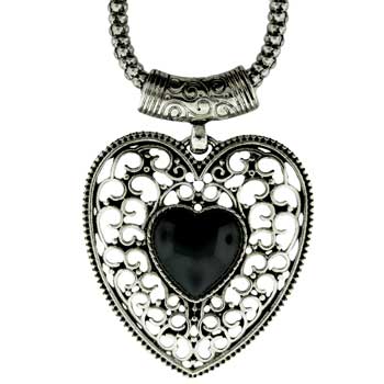 Zinc Alloy Rhodium Plated Heart Necklace