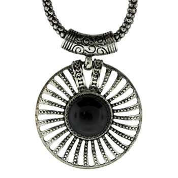 Zinc Alloy Rhodium Plated Round Necklace