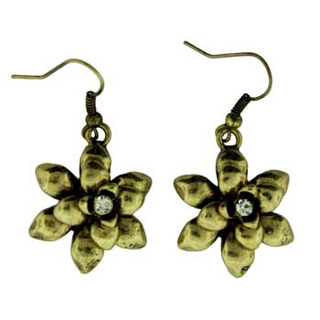 Zinc Alloy Gold Plated Flower Earrings