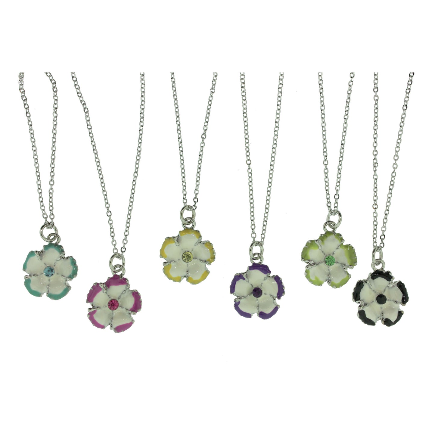16 inch Zinc Alloy Silver Plated Flower Necklace
