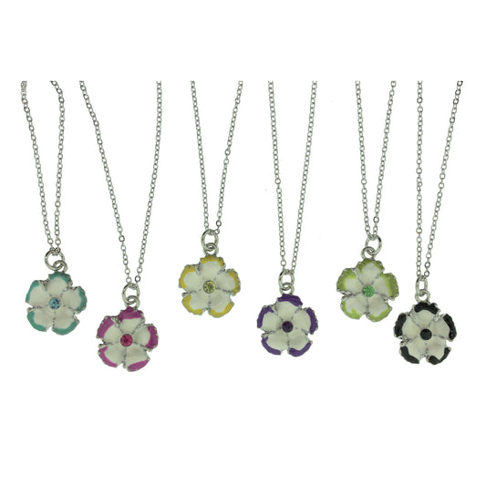 16 inch Zinc Alloy Silver Plated Flower Necklace