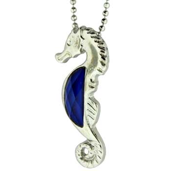 Zinc Alloy Rhodium Plated Sea Horse Necklace