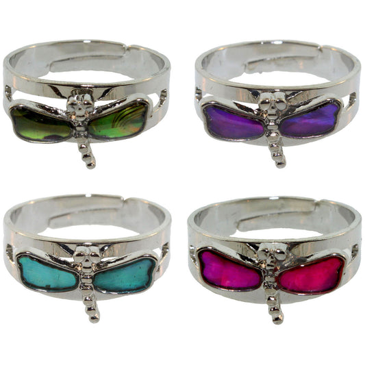 Zinc Alloy Silver Plated Dragonfly Rings