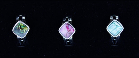 Zinc Alloy Silver Plated Square Rings
