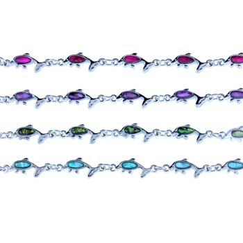 Zinc Alloy Silver Plated Dolphin Bracelets