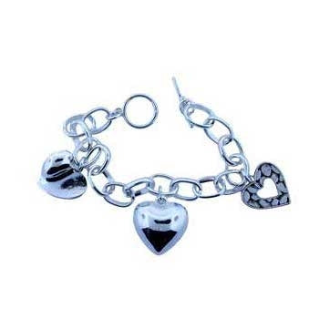 Zinc Alloy Silver Plated Heart Bracelets